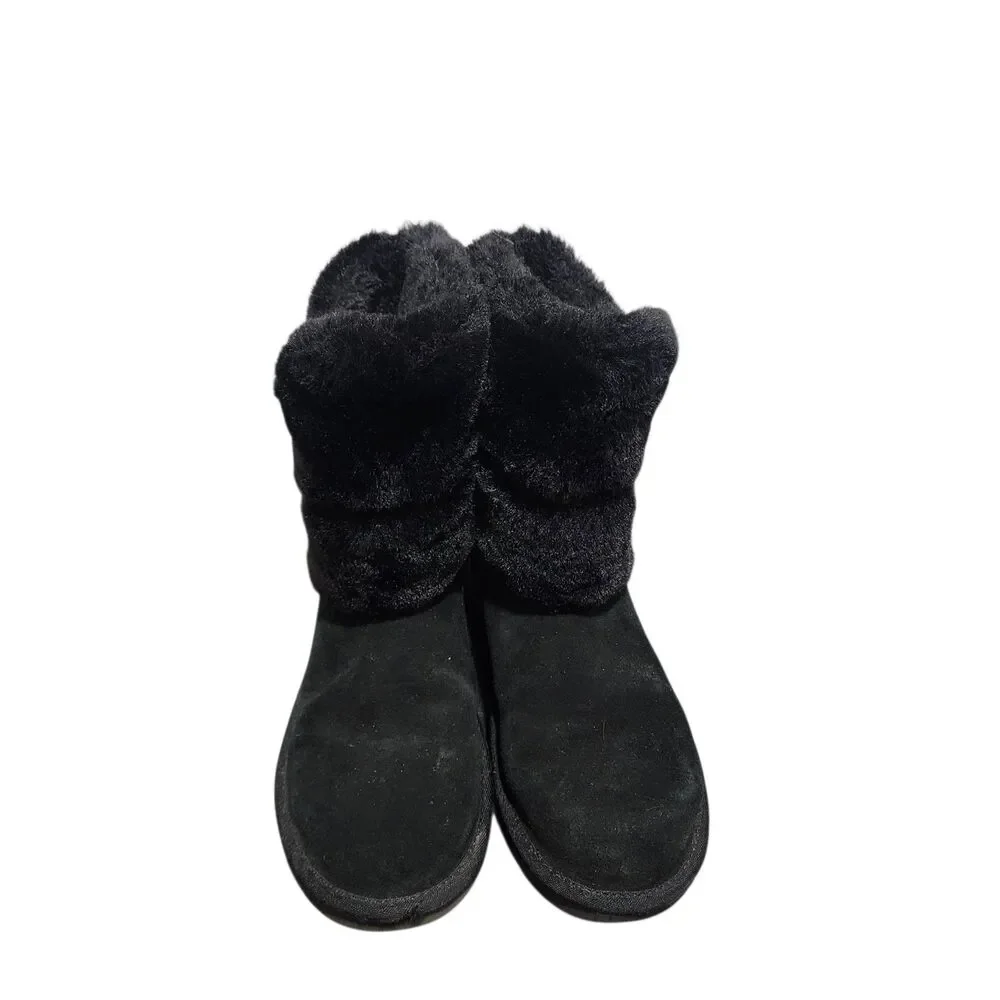 Koolaburra by UGG Black Faux Fur Ankle Boots Cozy Winter Comfort‎ Size 6